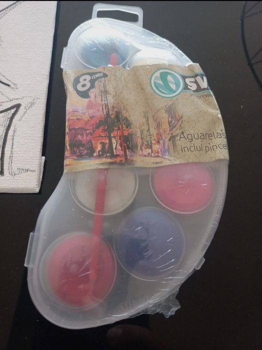 Pack Tela desenhado à mão + Aguarelas com pincel