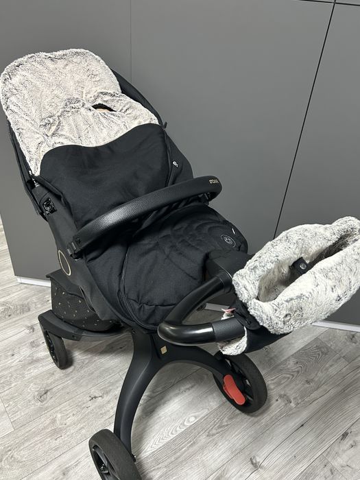 Чохол та муфта для рук чорний хутро штучне плюш Kiddy cybex