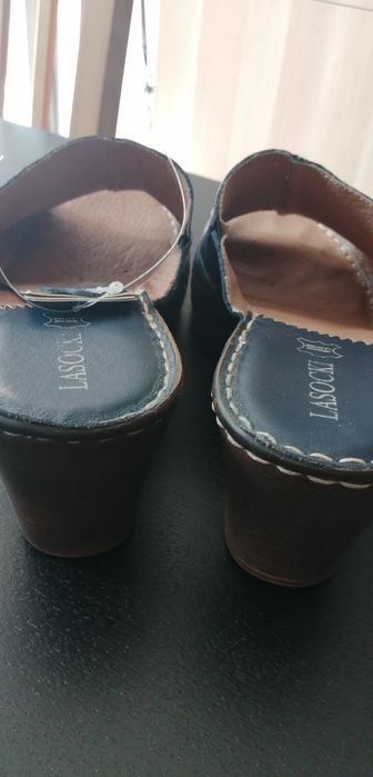 LASOCKI klapki skóra naturalna szyte ręcznie  r 39