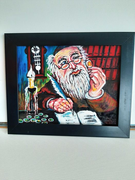 Картина Еврей считает монеты, масло, авторская работа