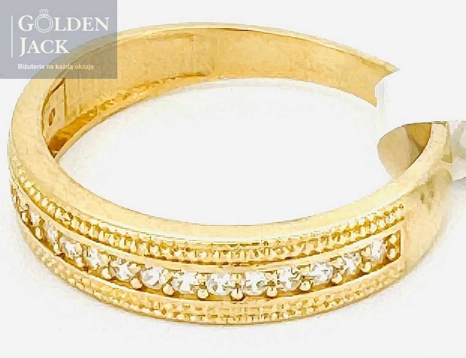 Złoty pierścionek obrączka z cyrkoniami złoto pr. 585 roz. 15 2,33 g