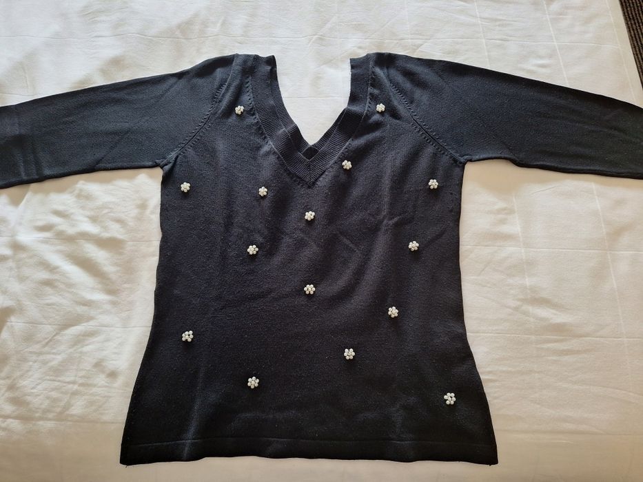 Top preto Lanidor com mini pérolas