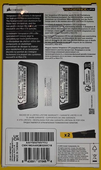 Corsair 16GB (2x8GB) 3200MHz CL16 DDR4 Vengeance LPX Black