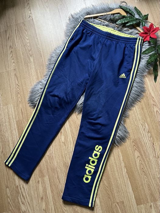 Spodnie Adidas oryginał bawełniane granatowe logo XL