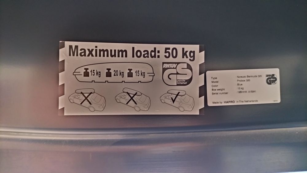 Mala tejadilho Norauto Bermude 320 com chave