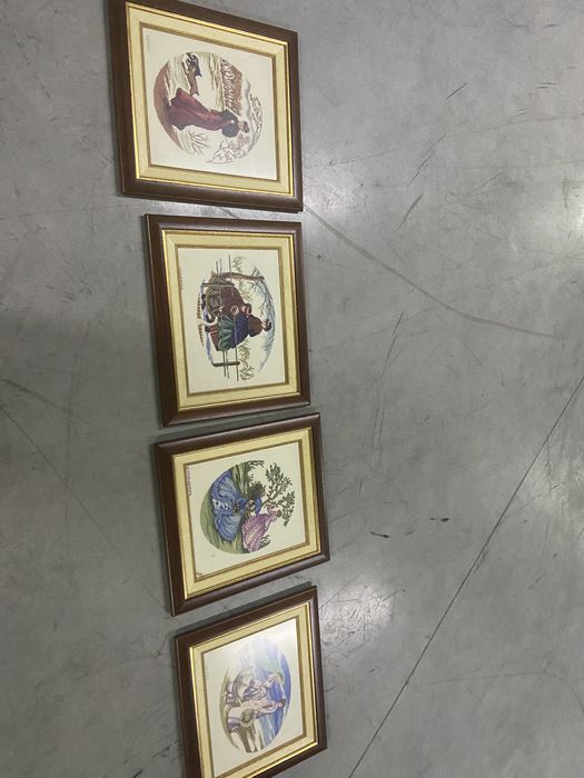 Quadros em ponto cruz fetos a mao como novos molduras novas em madeira