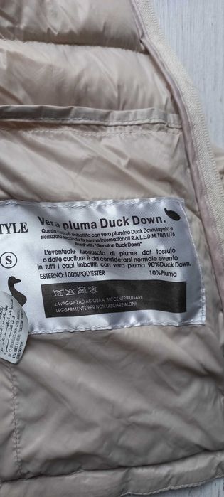 kurtka puchowa z kaczki damska kremowa r.S