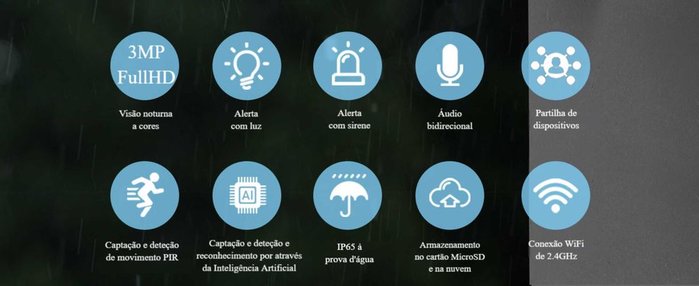 Câmara Vigilância/FullHD/WiFi/Exterior/Interior/Sem Fios/Bateria