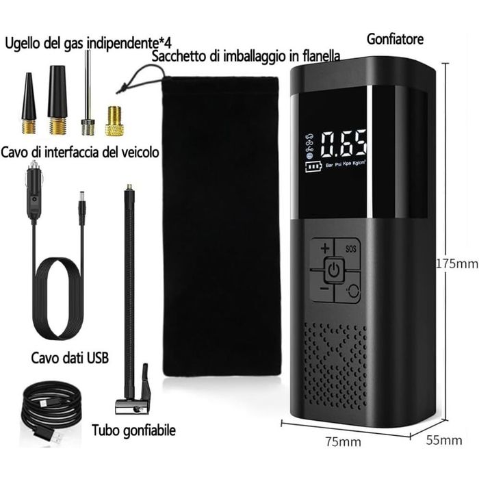 Портативний автомобильный компресор Wireless Pump 12В ST5509D ∙ Павербанк. Оплата при получении