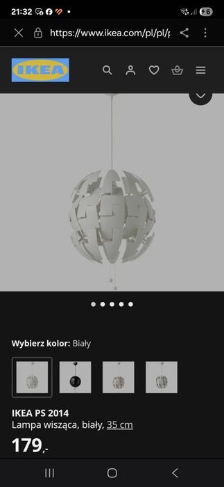 Lampa wisząca, biała, 35 cm