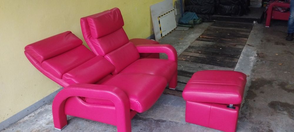 2 kanapy i 2 pufy Kler skóra naturalna