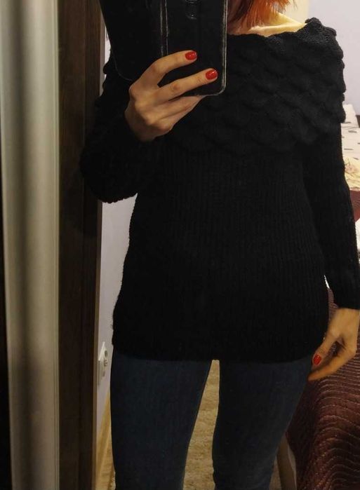 czarny ciepły sweter S