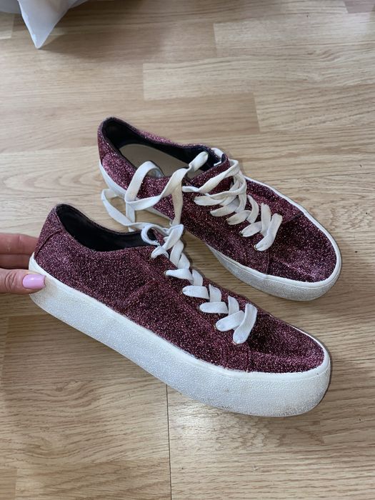 Trampki na platformie, sneakersy Pull&Bear 39 brokatowe