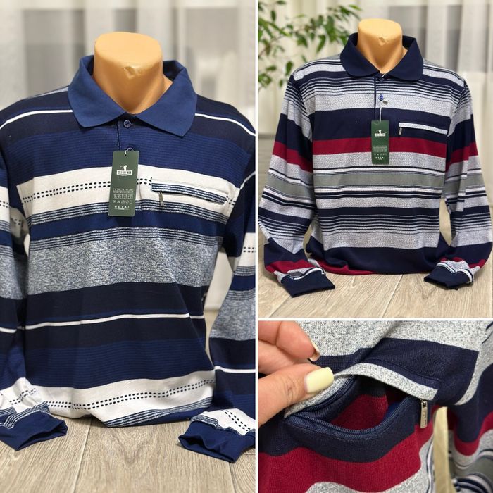 Чоловіча кофта з коміром поло з довгим рукавом весна 48 50 52 54 56