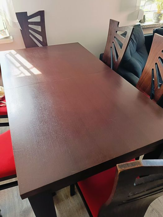 Rozkładany stół 140/195 x 80 + 6 krzeseł