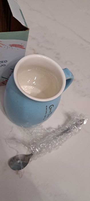 NOWY Kubek Ceramiczny z Kotkiem - kotek na kubku 420 ML niebiesmi