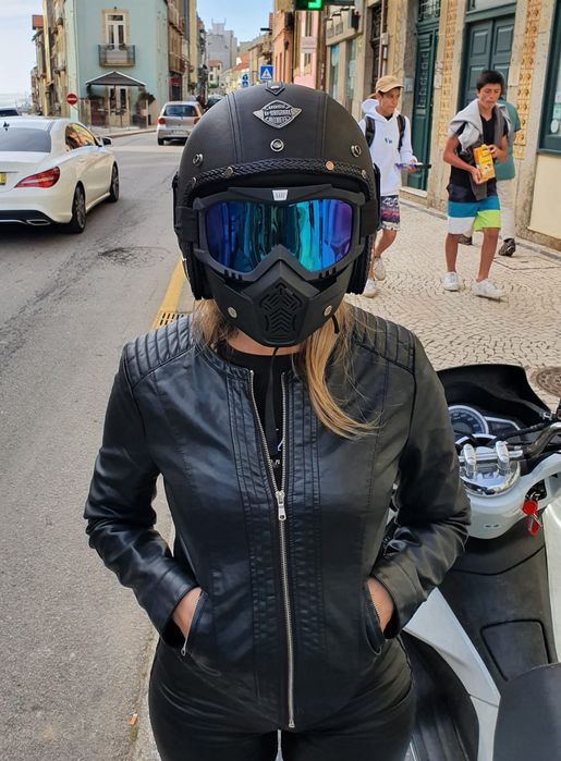 (NOVO) Capacete Aberto Mota Vintage Chopper Scooter Harley Vespa