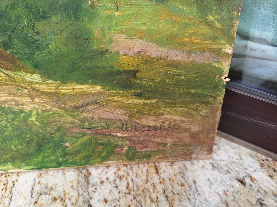 Pejzaż z domami-Olga Peczenko-olej