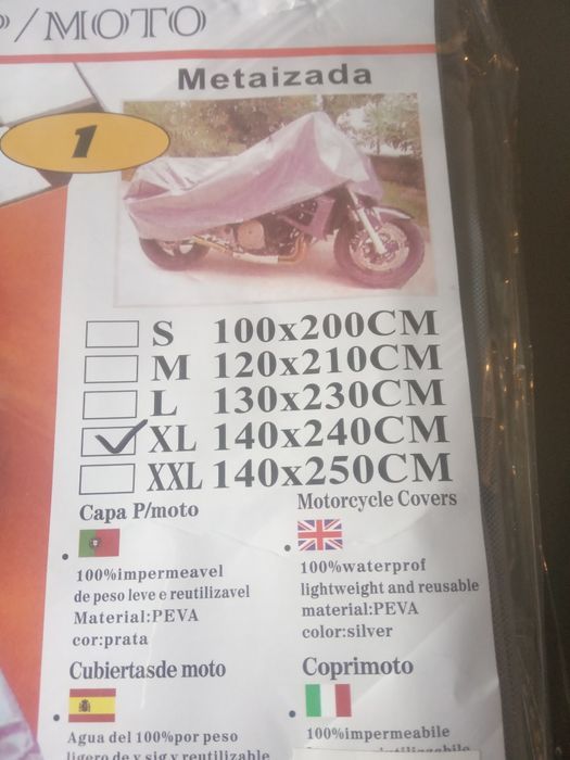 Capa para motas ou bicicletas 2,4 x 1,4 m TM-XL