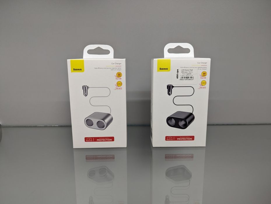Автомобільне зарядне Baseus High Efficiency 2USB 3.1A 2прикурювача 80W