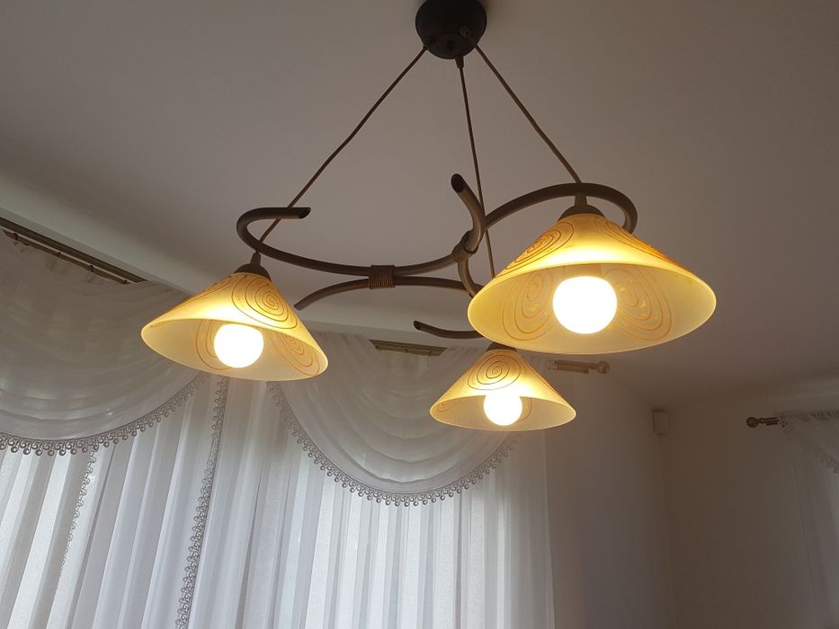 Komplet lamp brązowo-beżowe