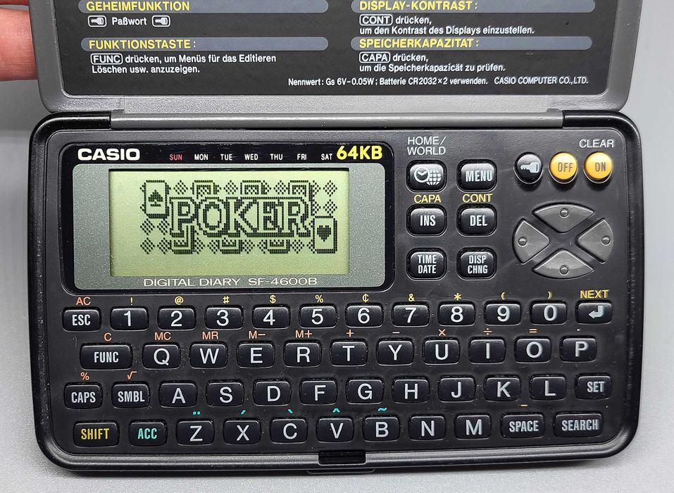 Kalkulator Organizer CASIO Digital Diary SF-4600B 64 KB vintage