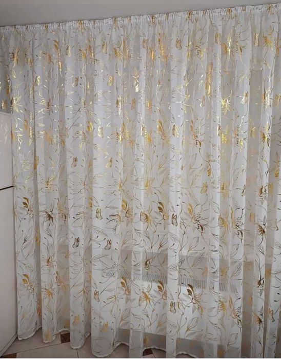 Тюль батист Flowers с цветочным принтом, тюль под лен, тюль с цветами