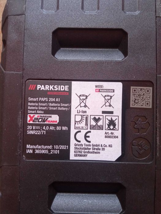 Bateria Inteligente PARKSIDE 20V Paps 204 A1 4 Ah Controlável