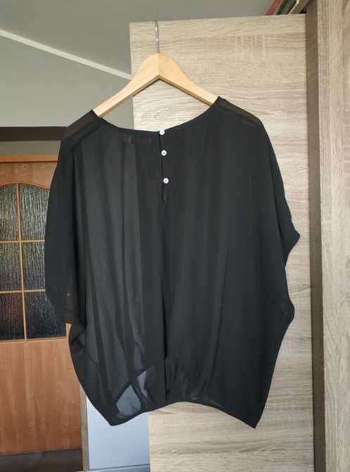 Czarna półprzezroczysta bluzka Saint Tropez r. M oversize