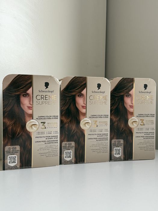 Farba do włosów x3 Schwarzkopf Creme Supreme Karmelowy Ciemny Blond