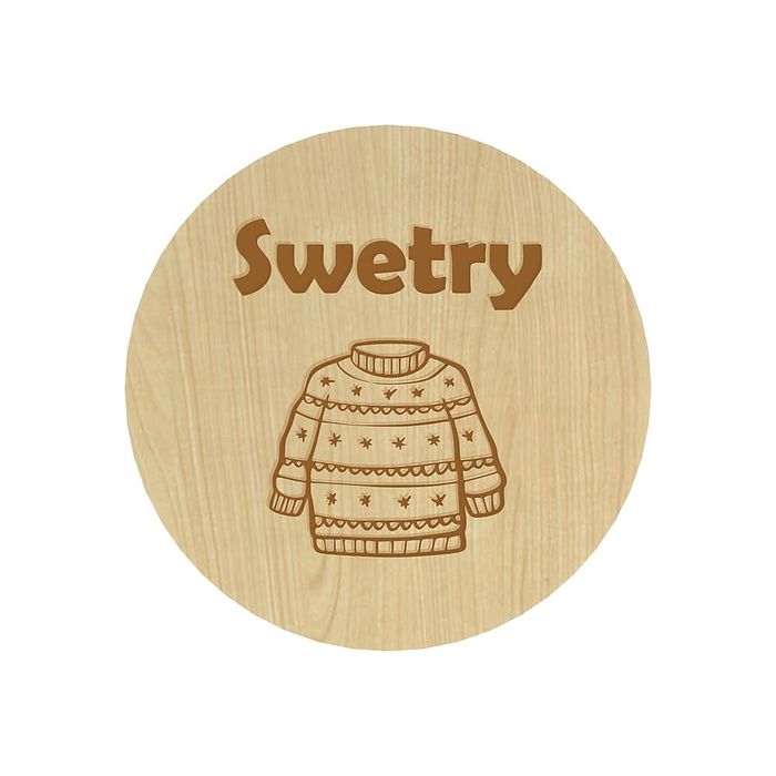 Plakietka na Szuflady Tabliczka Organizacyjna Swetry Klon HDF 8 cm
