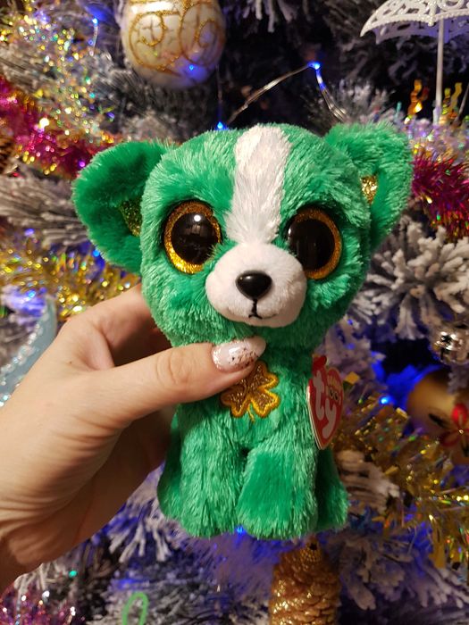 Ty beanie boos глазастик зеленый пес EMERALD 15 см