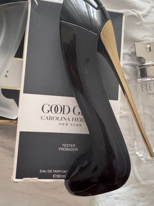 3 frascos perfume originais vazios Eternity Calvin Good Girl Herrera