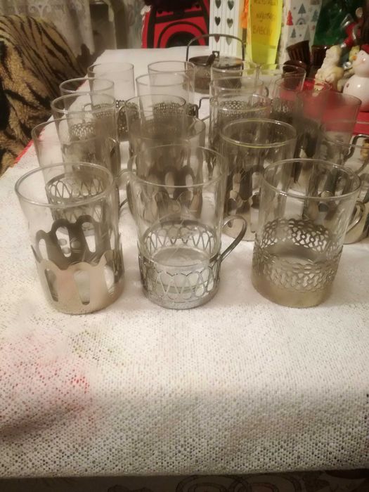 Zastawa z porcelany,cukiernica i szklanki#