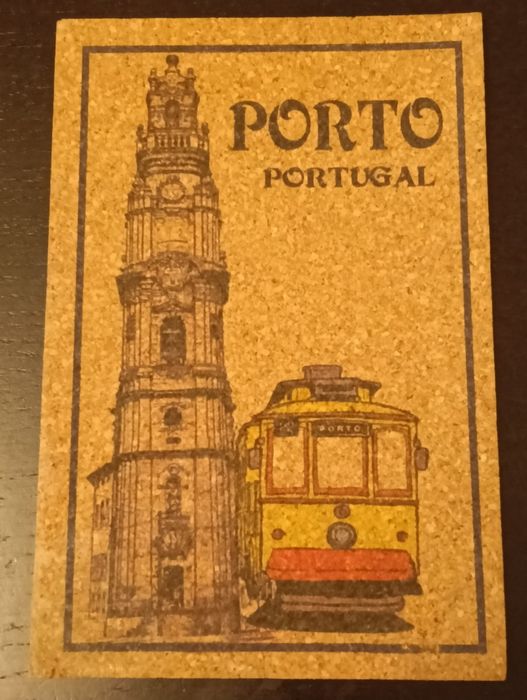 Beautiful vintage cork postcard from Porto/Portugal