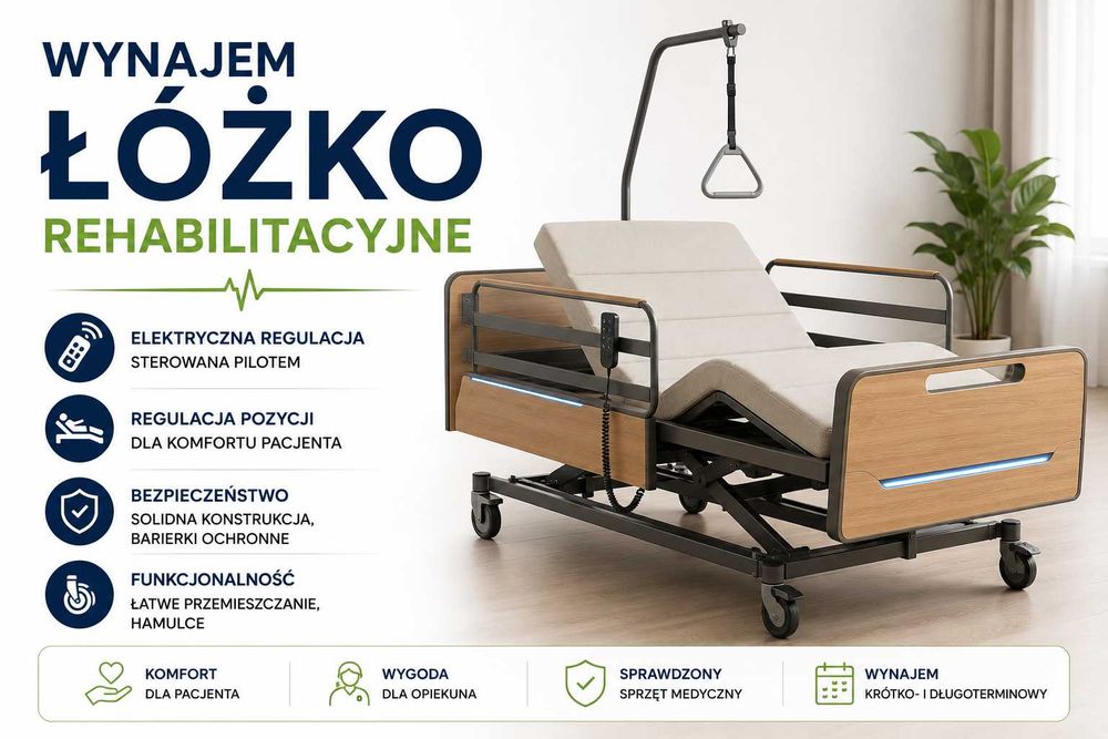 Wynajem łóżko rehabilitacyjne KATOWICE i okolice - od ręki z szybką dostawą do domu (cały Śląsk) wypożyczalnia sprzętu medycznego MIL-MED