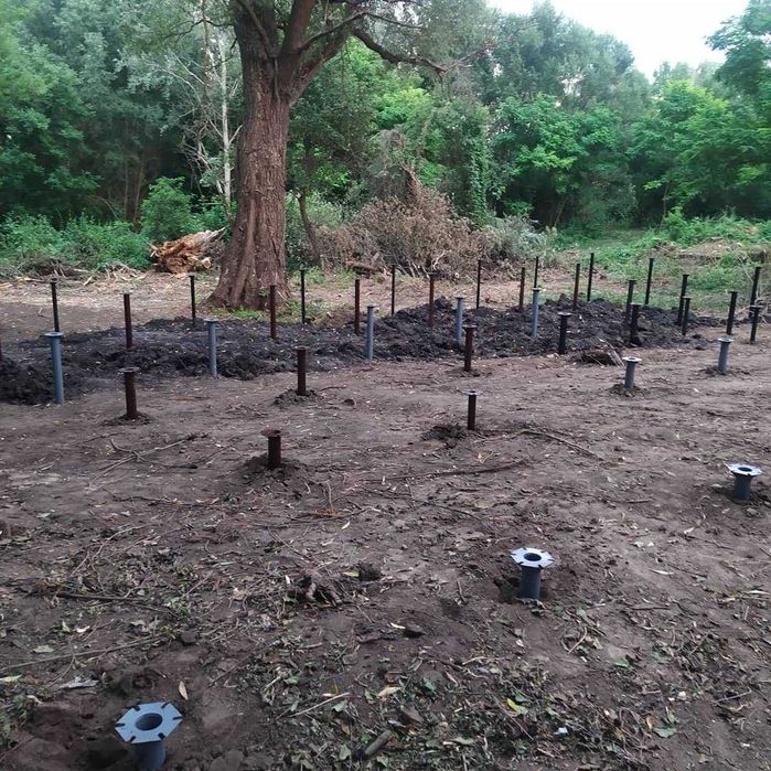 Сваи винтовые, геошуруп, гвинтові палі, монтаж, винтовой фундамент