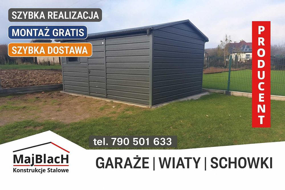Grafit Garaż Blaszany na działkę /Wiatka / Garaże Blaszane – Maj-Blach