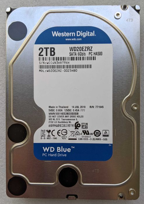Жорсткий диск 2TB HDD Western Digital Blue WD20EZRZ