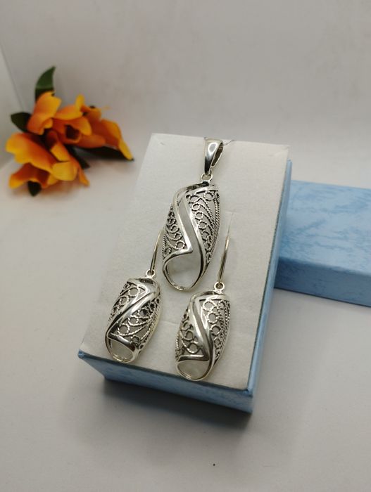 Srebrny komplet, ażurowy, próba 925