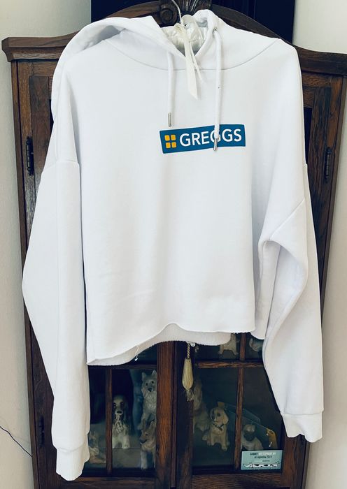 GREGGS  krótka biała bluza z kapturem 40/42