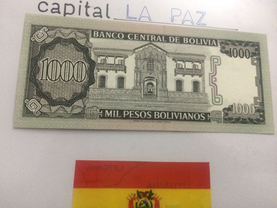 BOLÍVIA 1 Nota Nova - NÃO CIRCULADA conforme as fotos