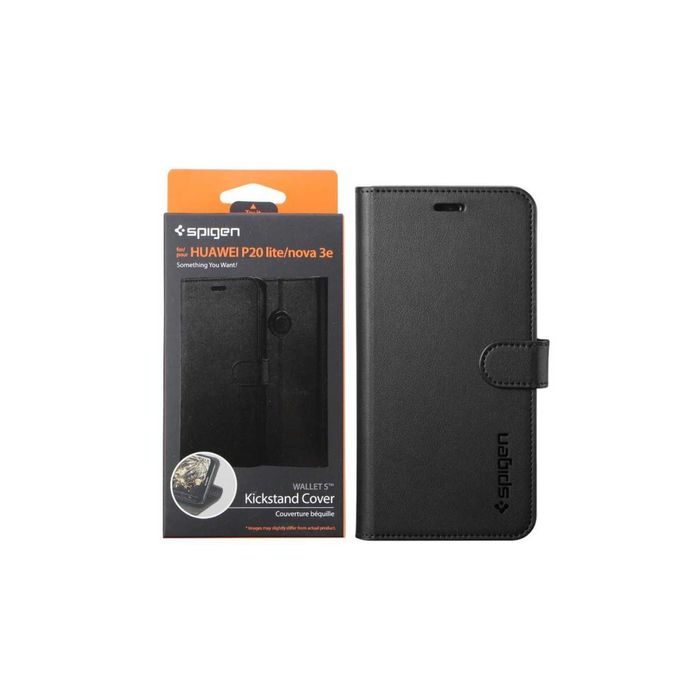 Etui Spigen Huawei P20 Lite skórzane - portfel / WYPRZEDAŻ!