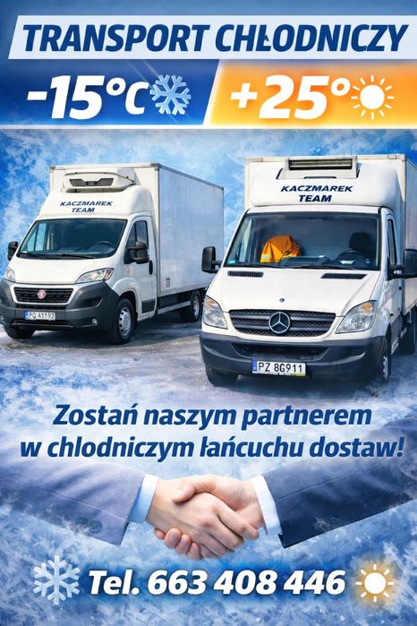 Transport chłodniczy-  Transport towarow chłodnia -15 +25 Współpraca