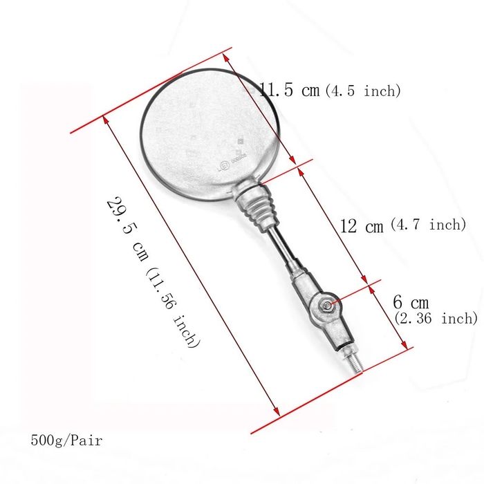 Par de espelhos redondos homologados 10 cm M10 haste moto cafe racer