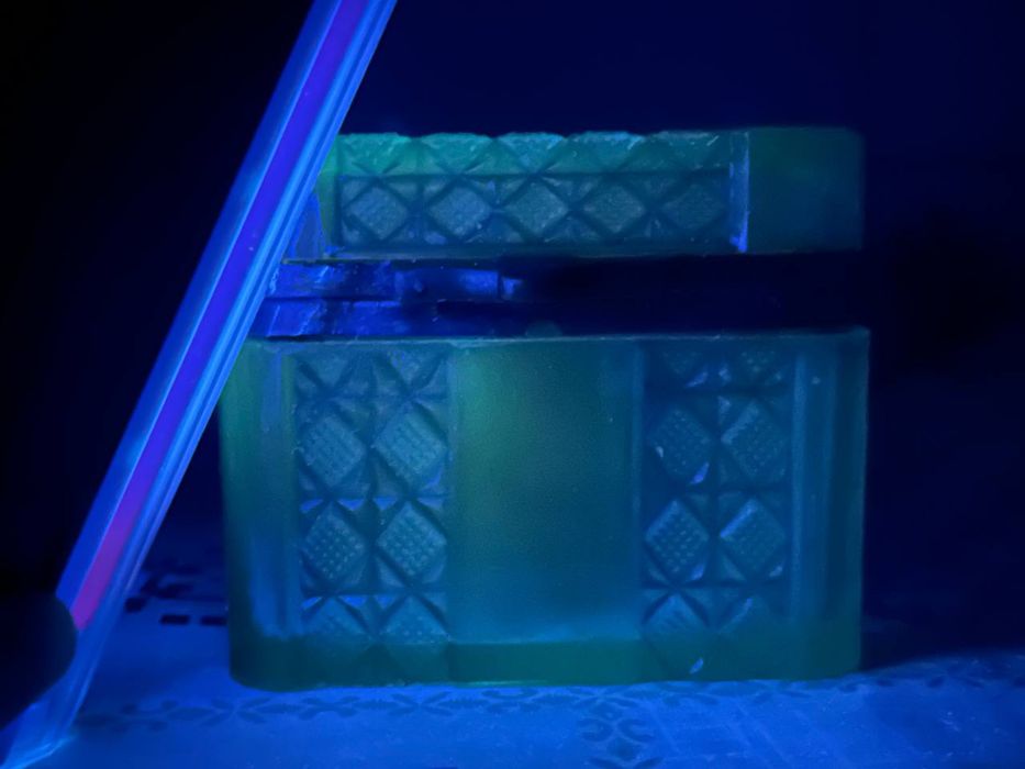 Антикварная шкатулка 19 век Царизм купоросное урановое стекло Оригинал