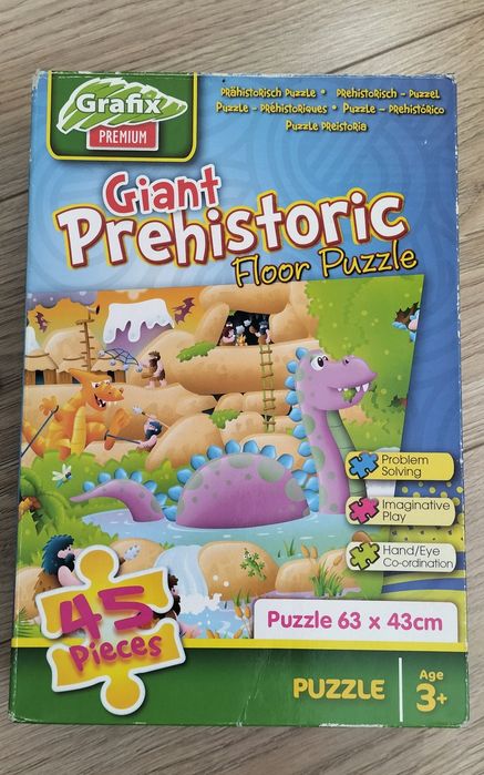 Duże puzzle podłogowe dinozaury Książka Bajki o smokach
