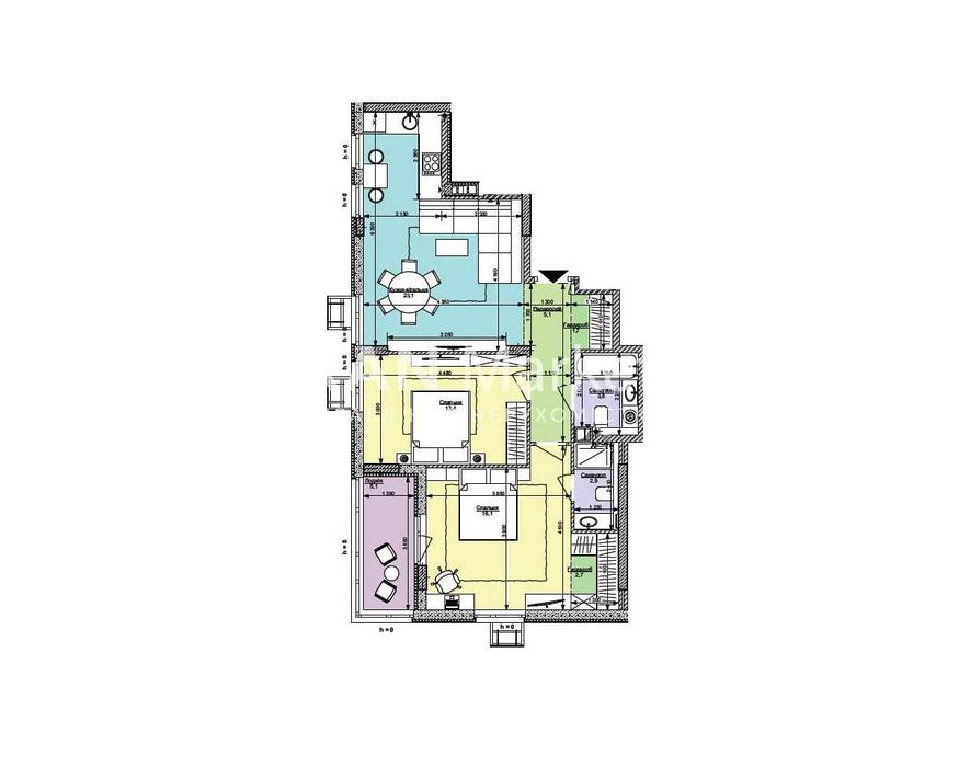 2-rooms apartment apartment by the address st. Ilenka Yuriya (area 74,5 m²) - Atlanta.ua - photo 2