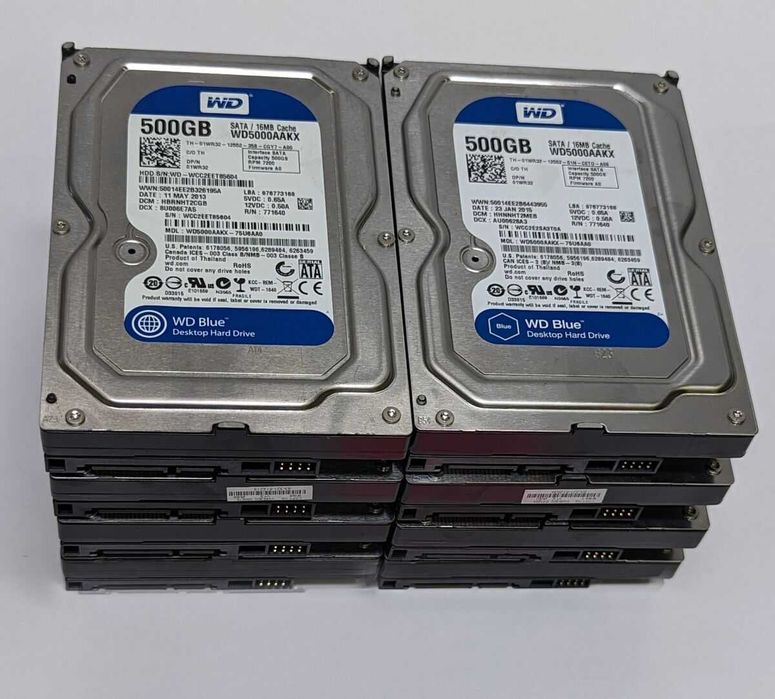 Lote 10 Disco Rígido SATA Western Digital Hitachi Seagate 500GB  3.5"