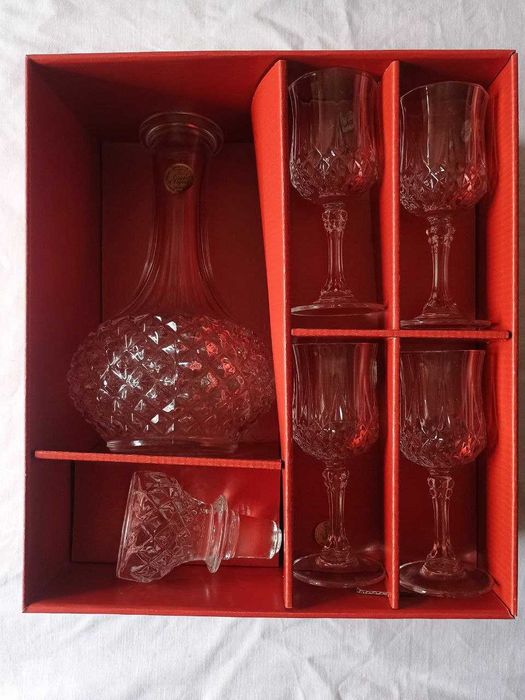 Garrafa e cálices de licor Cristal d'Arques Longchamp